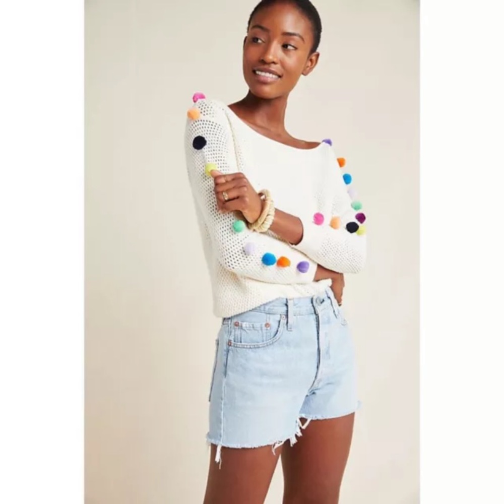 Anthropologie Pom Pom Sweater
